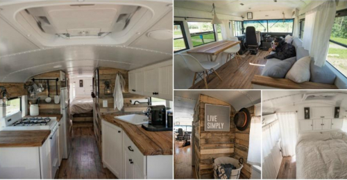 It Used To Be a School Bus - Now It's a Cozy Loft On Wheels!