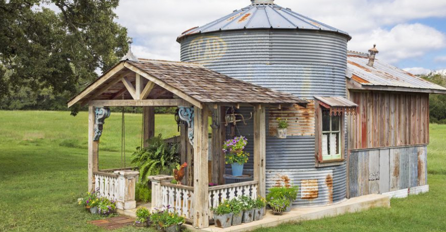 This Grain Silo Tiny House Uses Salvaged Building Materials And Decor