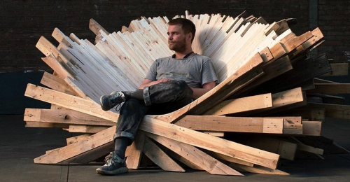 This Oversized And Sculptural Wood Throne Was Made From Recycled Pallets