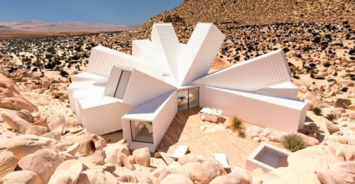 Sleek Shipping Container Home Rises Like a Starburst in the Desert