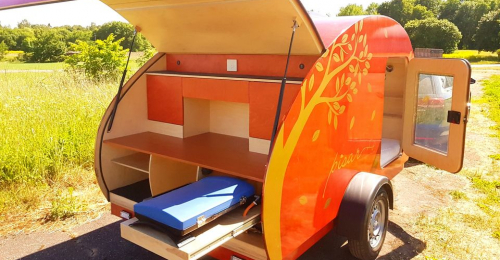 This Teardrop Camper Renovation Is a Fun Pull Behind Tiny Home