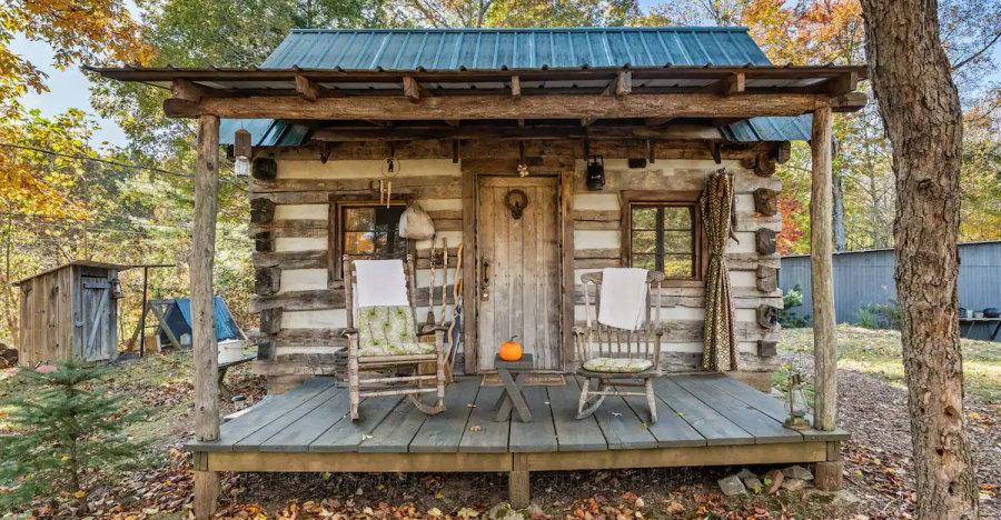 Look Inside This Rustic Cabin With A Front Porch And Loft