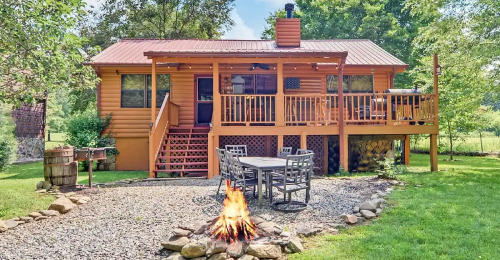 Peek Inside This New Riverfront Cabin w/ Hot Tub & Mountain Views In Georgia